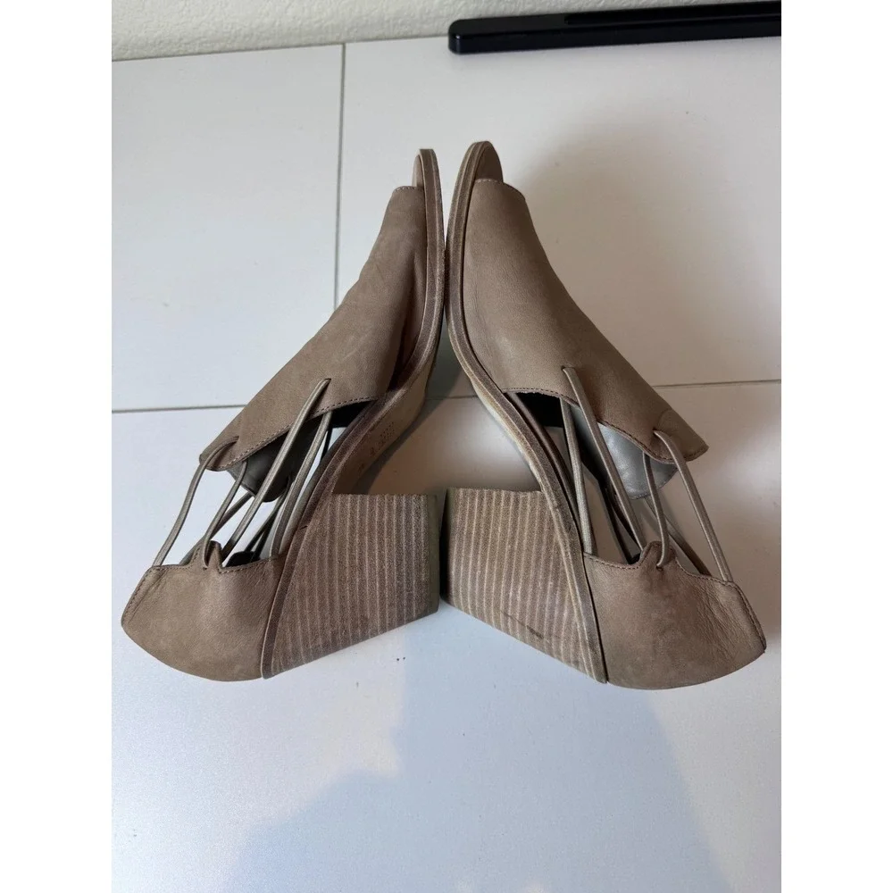 Eileen Fisher Leather Peep Toe Wedge Sandals‎ Womens 9.5 Strappy Boho Festival
